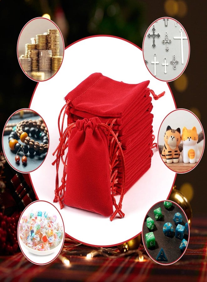 Exircy 15Pcs Red Velvet Drawstring Pouches, 3x4 inch Jewelry Candy Dice Gift Bags Velvet Coin Purse Mini Dice Bags Gift Bag for Jewelry Wedding Bracelets Christmas - Image 4